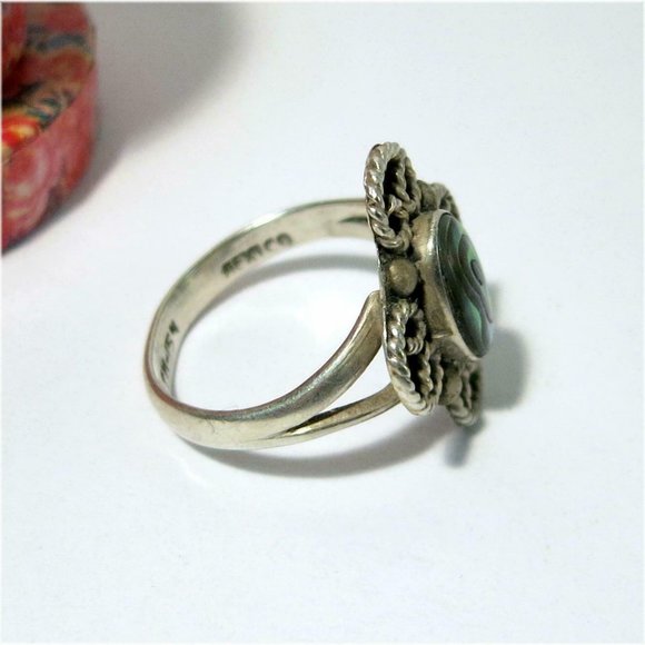 Vintage TAXCO TM-154 Sterling 925 Mexico Silver Ring with Paua Shell - Picture 6 of 8
